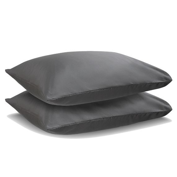 Набор из двух наволочек из сатина темно-серого цвета из коллекции Wild, 50х70 см, Tkano