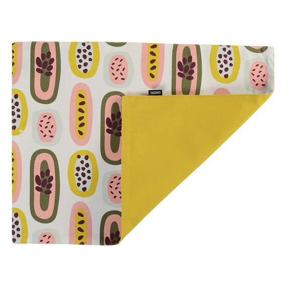 Салфетка двухсторонняя под приборы горчичного цвета с принтом Passion Fruit из коллекции Wild, 35х45, Tkano