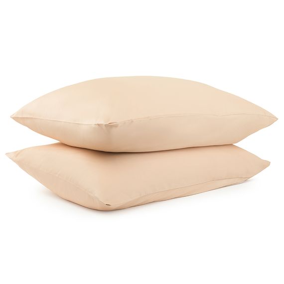 Набор из двух наволочек из сатина бежево-розового из коллекции Essential, 50х70 см, Tkano