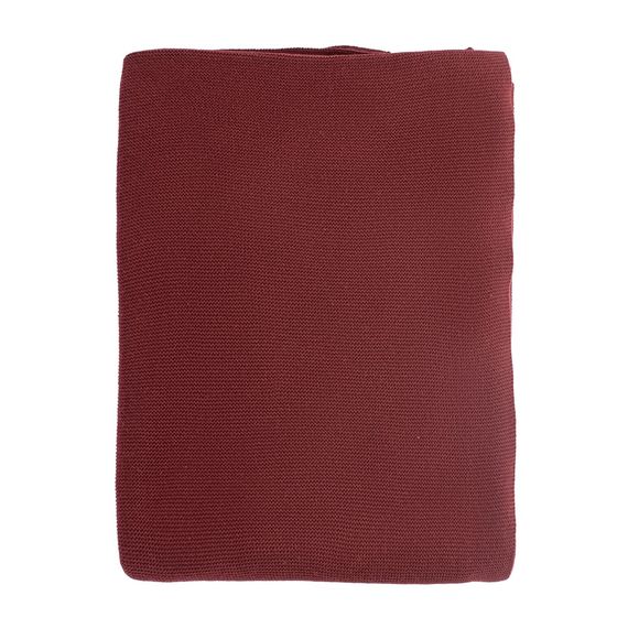 Плед вязаный из хлопка бордового цвета Essential, 130х180 см, Tkano