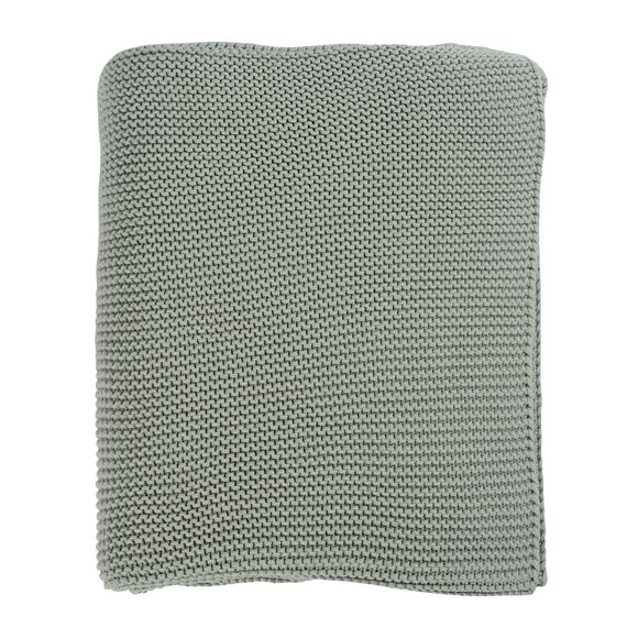 Плед из хлопка жемчужной вязки мятного цвета из коллекции Essential, 130х180 см, Tkano