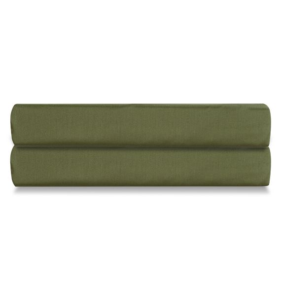 Простыня на резинке из сатина оливкового цвета из коллекции Wild, 200х200х30 см, Tkano