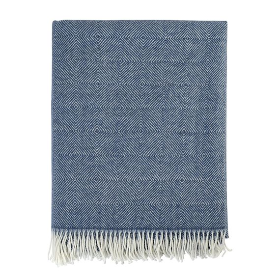 Плед из шерсти мериноса синего цвета из коллекции Essential, 130х180 см, Tkano