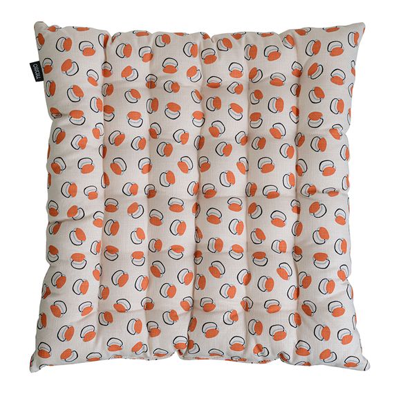 Подушка на стул стеганая из хлопка с графичным принтом Ягоды из коллекции Russian North, 40х40 см, Tkano