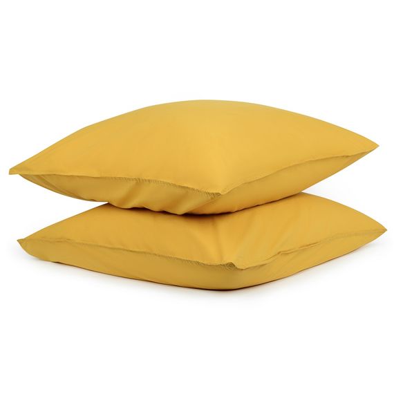 Набор из двух наволочек горчичного цвета из органического стираного хлопка из коллекции Essential, 70х70 см, Tkano