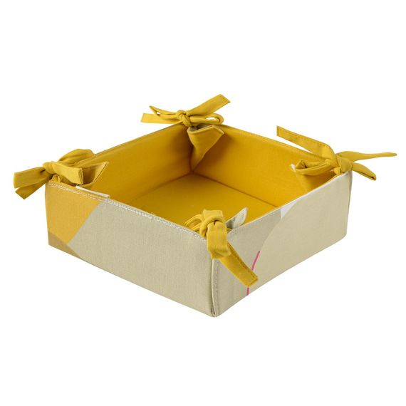 Корзинка для хлеба из хлопка горчичного цвета с авторским принтом из коллекции Freak Fruit, 30х30 см, Tkano