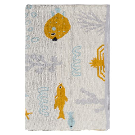 Плед из хлопка с принтом Oceania world из коллекции Tiny world 80х110 см, Tkano