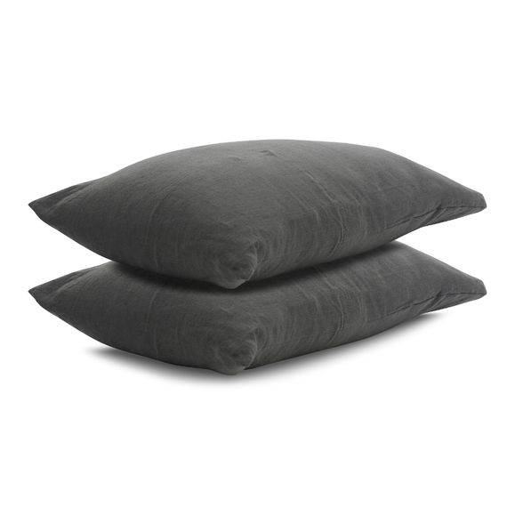 Наволочка изо льна темно-серого цвета Essential, 70х70 см, Tkano