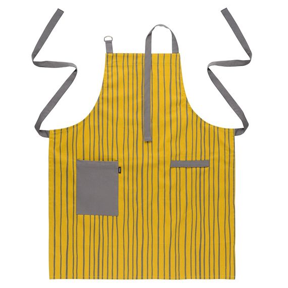 Фартук из хлопка горчичного цвета с принтом Полоски из коллекции Prairie, 85х70 см, Tkano