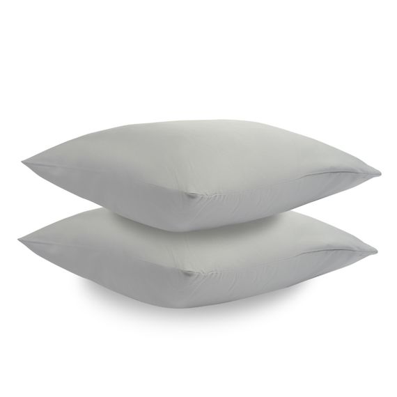 Набор из двух наволочек из сатина светло-серого цвета из коллекции Essential, 50х70 см, Tkano