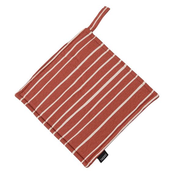 Прихватка из хлопка терракотового цвета с принтом Полоски из коллекции Prairie, 22х22 см, Tkano