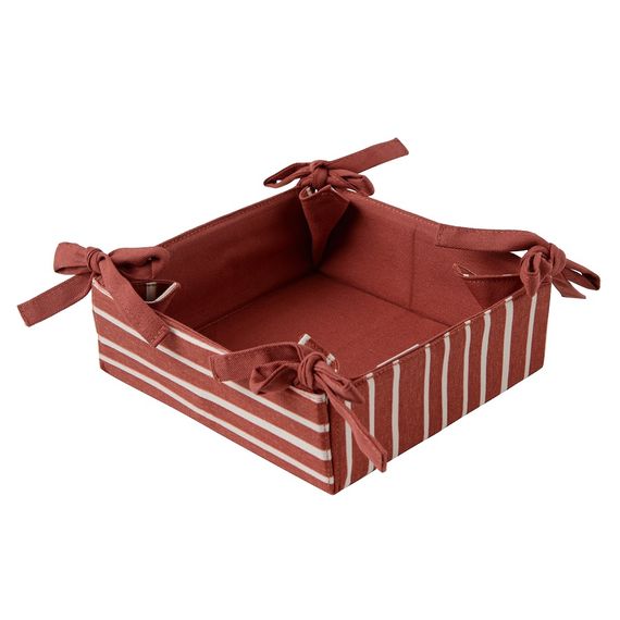 Корзинка для хлеба из хлопка терракотового цвета с принтом Полоски из коллекции Prairie, 30х30 см, Tkano