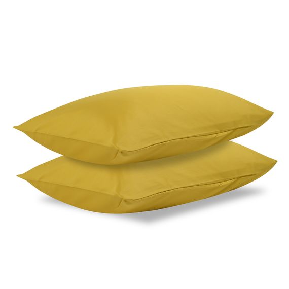 Набор из двух наволочек из сатина горчичного цвета из коллекции Essential, 50х70 см, Tkano