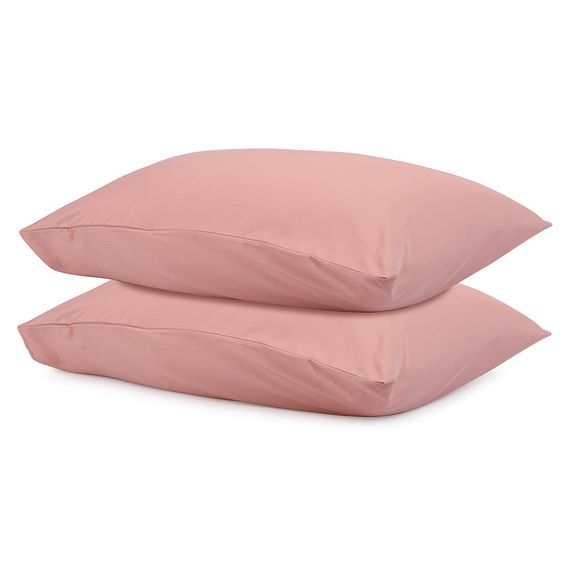 Набор из двух наволочек из сатина темно-розового цвета из коллекции Essential, 50х70 см, Tkano
