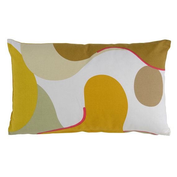 Подушка декоративная из хлопка горчичного цвета с авторским принтом из коллекции Freak Fruit, 30х50 см, Tkano