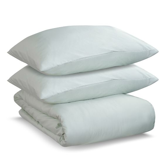 Комплект постельного белья из сатина мятного цвета из коллекции Wild, 200х220 см, Tkano