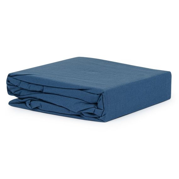 Простыня темно-синего цвета из органического стираного хлопка из коллекции Essential, 240х270 см, Tkano