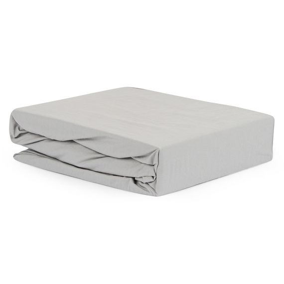 Простыня серого цвета из органического стираного хлопка из коллекции Essential, 180х270 см, Tkano