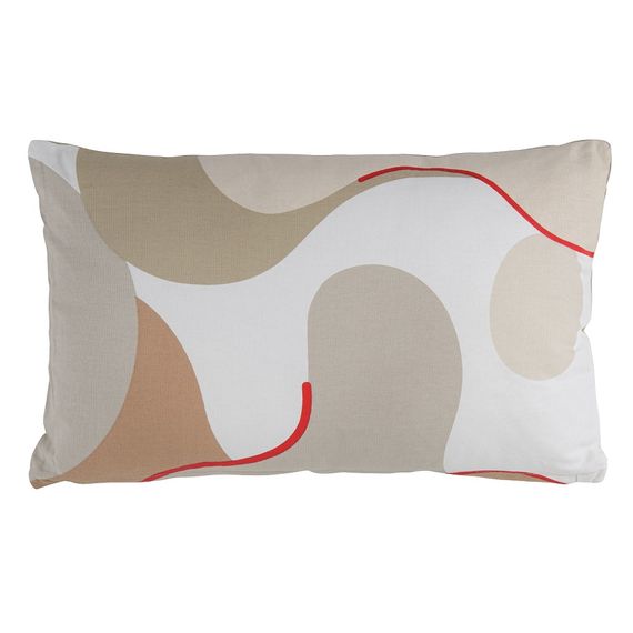 Подушка декоративная из хлопка бежевого цвета с авторским принтом из коллекции Freak Fruit, 30х50 см, Tkano