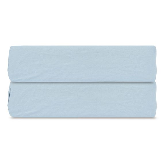Простыня на резинке небесно-голубого цвета из органического стираного хлопка из коллекции Essential, 180х200 см, Tkano
