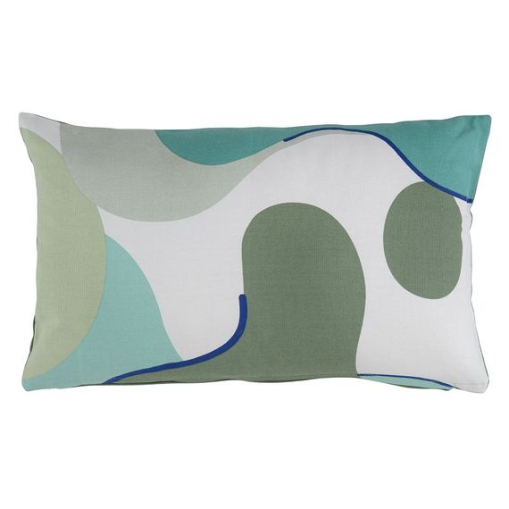 Подушка декоративная из хлопка мятного цвета с авторским принтом из коллекции Freak Fruit, 30х50 см, Tkano