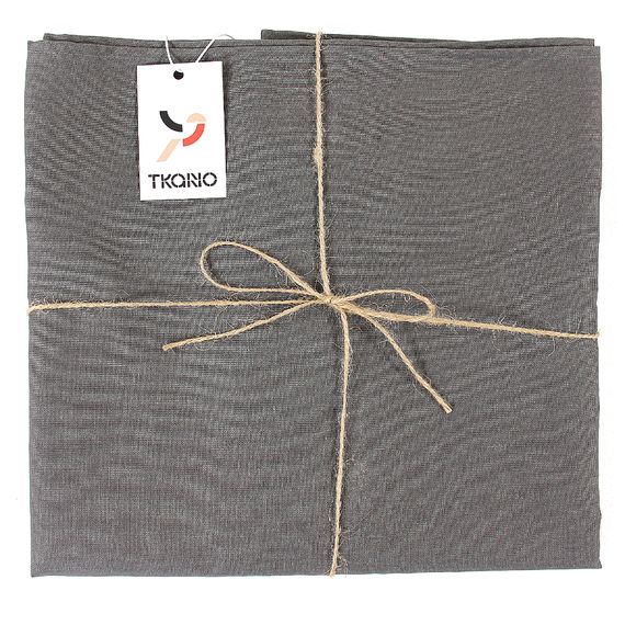 Скатерть на стол из умягченного льна с декоративной обработкой темно-серого цвета Essential, 143х250, Tkano