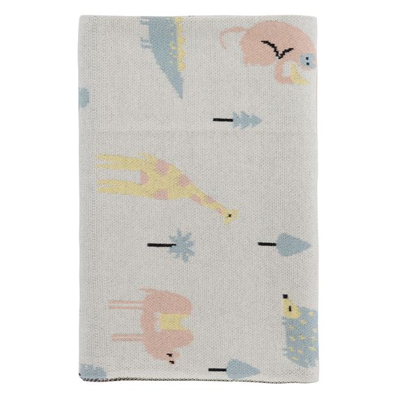 Плед из хлопка с принтом Animalia world из коллекции Tiny world 80х110 см, Tkano