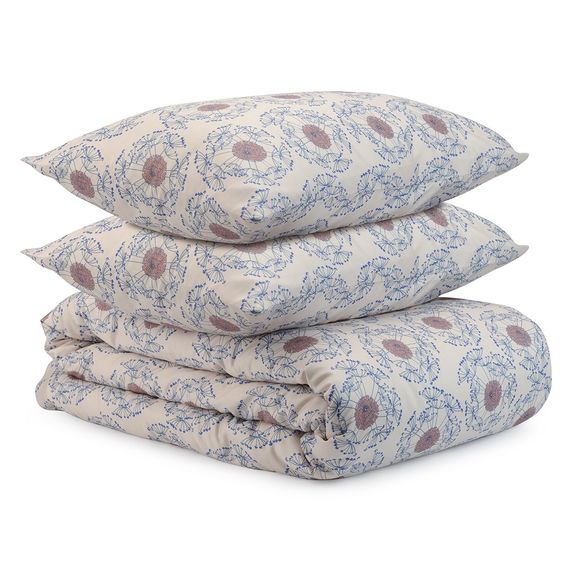 Комплект постельного белья из сатина темно-розового цвета с принтом 'Воздушный цветок' из коллекции Prairie, 150х200 см, Tkano