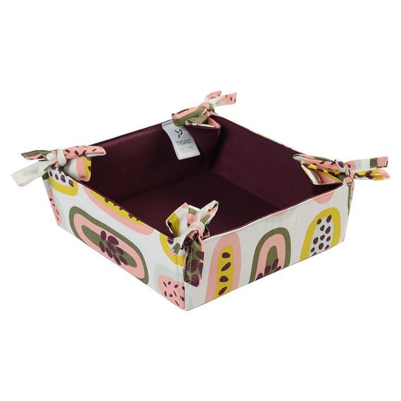 Корзинка для хлеба из хлопка бордового цвета с принтом Passion Fruit из коллекции Wild, 35х35 см, Tkano