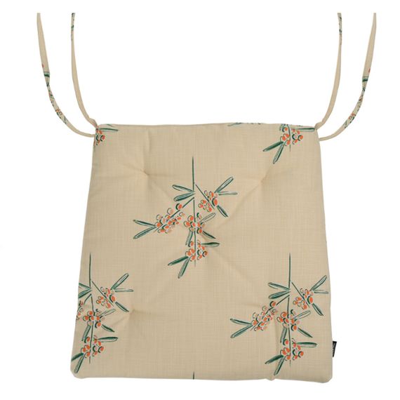 Подушка на стул из хлопка с графичным принтом Обед рябинника из коллекции Russian North, 40х40 см, Tkano