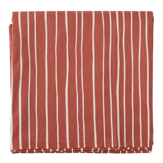 Скатерть из хлопка терракотового цвета с принтом Полоски из коллекции Prairie, 170х250 см, Tkano
