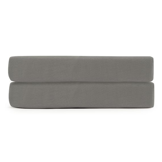 Простыня на резинке из сатина серого цвета из египетского хлопка из коллекции Essential, 160х200х28 см, Tkano