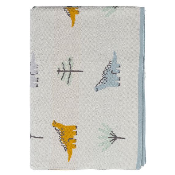 Плед из хлопка с принтом Dinosauria world из коллекции Tiny world 80х110 см, Tkano