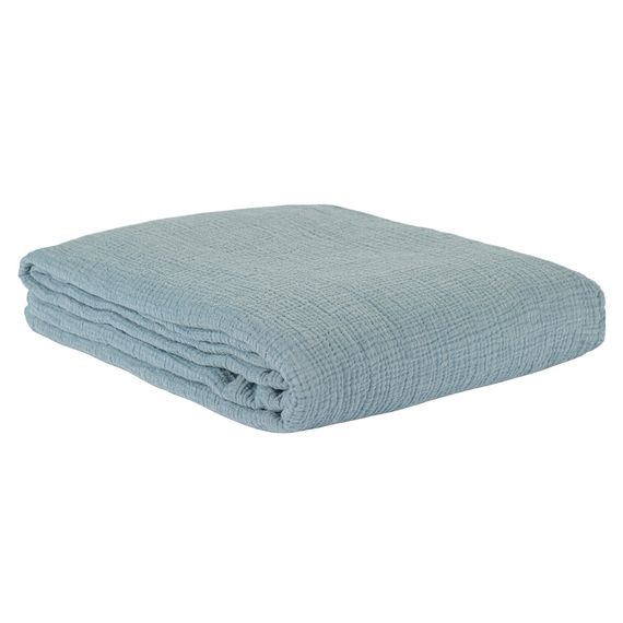 Покрывало из жатого хлопка джинсово-синего цвета  из коллекции Essential, 180х240 см, Tkano